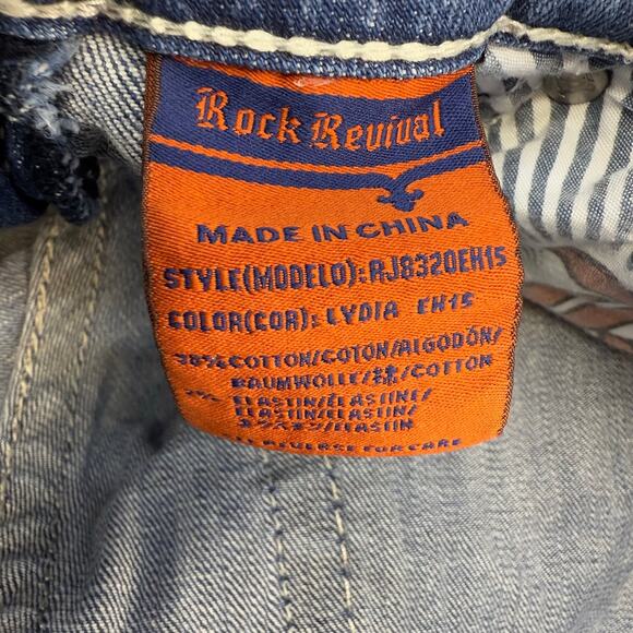 Rock Revival Short Women's 26x3 Light Blue Lace Print Lydia Easy Short Western - Picture 7 of 14